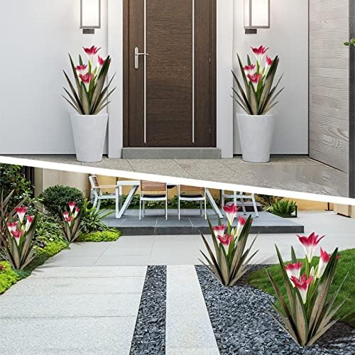 Homight Metal Agave Plant Outdoor Decoration Lily Mexican Yard Art Garden Gift Home Decor Hand Painted Metal Agave Garden Yard Statue, Outdoor Lawn Ornaments(3 Big Red Lilies) - Image 5