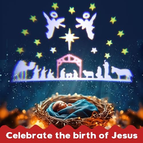 Meonum Christmas Nativity Scene Projector Lights Outdoor, Upgrade Waterproof Nativity Silhouette Light Power Supply with Remote Control Scene onto Outdoor Indoor Wall Windows Garage Doors - Image 4