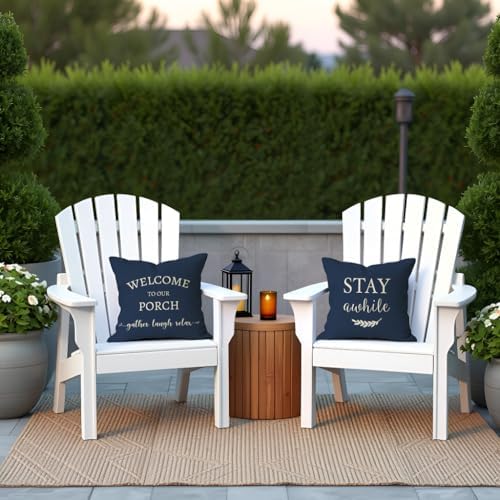 PANDICORN Outdoor Decorative Throw Pillow Covers 20x20 Inch Set of 2, Blue - Image 2