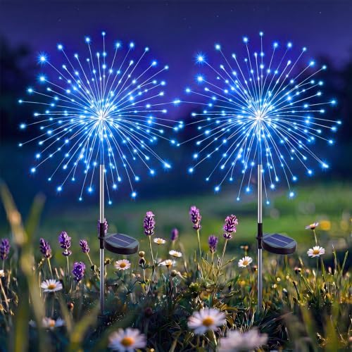 btfarm 2 Pack Solar Garden Lights Outdoor, 8 Modes Firework Lights Outside by btfarmdecorativelighting