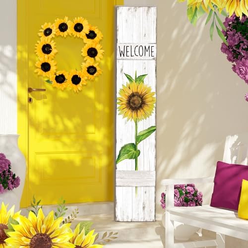 Sunflower Welcome Porch Sign, 47" H Wooden Front Door Decor - Image 7