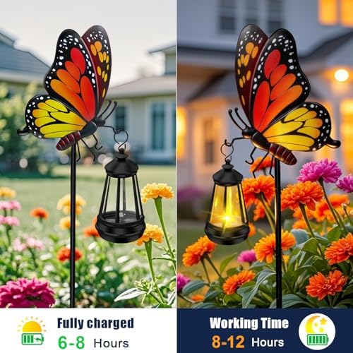 EDOF Solar Lights Outdoor 32.28in Garden Butterfly Stakes with Solar Lights - Image 5