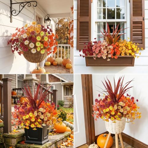 Artificial Fall Morning Glory Flowers for Outdoors with Orchid Leaf - Image 7