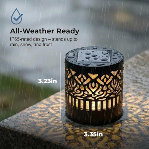 2PCS Decorative Solar Mandala Lights, Solar Powered Outdoor Deck Step Wall Lights, Metal Mandala Theme LED Waterproof Fence Light, for Garden Post Patio Backyard Yard Decor - Image 4