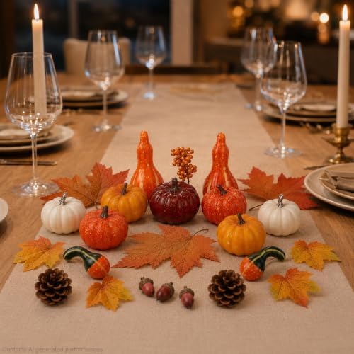 ShellKingdom Artificial Pumpkin Set for Halloween Thanksgiving Fall Harvest - Image 5