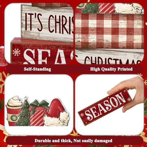 Lineshading 4 Pcs Christmas Table Decoration Wooden Hot Cocoa Santa Hat - Image 5