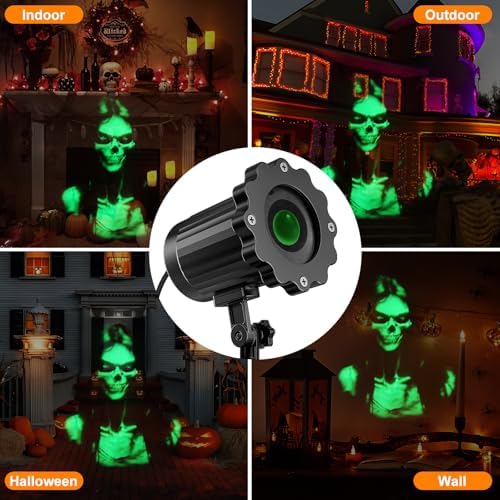 Halloween Projector Lights Outdoor Indoor - 3D Dynamic Green Skull Ghost Projector Decorations Lights, Waterproof Halloween Light for Window, Ground, Roof, Wall,Cemetery, Halloween Decor - Image 5