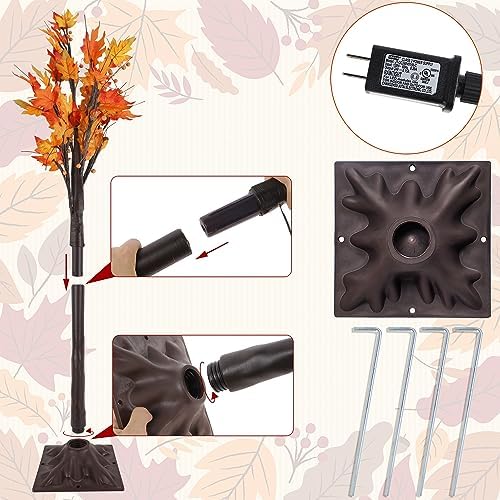 FORUP LED Lighted Maple Tree, 4 FT Lighted Artificial Tree for Thanksgiving Harvest Fall Festival Halloween Home Party Decoration - Image 3