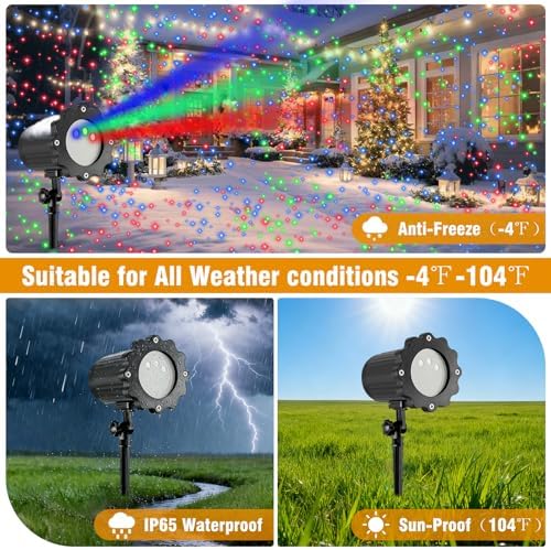 Christmas Laser Lights, Projector Lights Landscape Spotlight RGB Star Show with Christmas Decorative Patterns for Indoor Outdoor Garden Patio Wall - Image 5