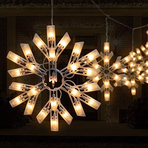 Christmas Snowflake Icicle String Lights with 6 Drops - 9ft Snowflake Window Lights with 100 Mini Bulbs, Plug-in Connectable Curtain Hanging Lights for Christmas Home Indoor Outdoor Holiday Decor - Image 2