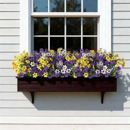 Homsunny Artificial Fake Flowers for Outdoor Spring Decoration, 12 Bundles Faux Plants Silk Daisy UV Resistant Realistic for Outside Porch Patio Balcony Planter Yard Garden Home Decor(Mixed 3) - Image 5