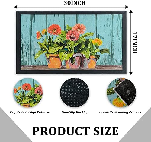 Spring Doormat, 17 x 30 Inch, Non-Slip Washable Outdoor Rug for Indoor Outdoor Home Decorations, Floral Design - Image 3