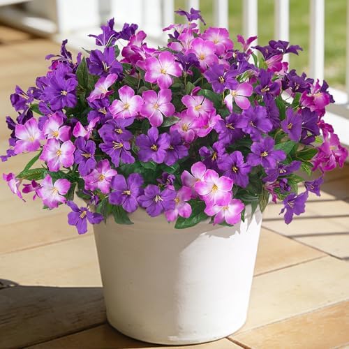 Fake Artificial Flowers for Outdoors 6 PCS Azalea Bouquet Silk Flowers for Outside UV Resistant Faux Flowers Plants for Outdoor Planters Realistic Spring Home Front Door Patio Garden Porch Decor by INXUGAOArtificialFlowers