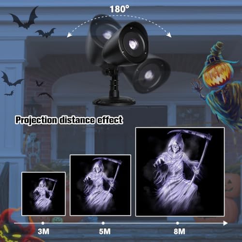 Halloween Projector Outdoor Lights, 3D Dynamic White Reaper Projector Light - Image 3