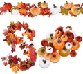 Conelist 2 Pcs Maple Leaf Garland 24 Velvet Pumpkins Orange Farmhouse by Conelist