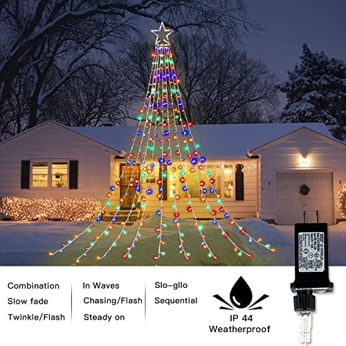 Christmas Decorations Star String Lights,320 LED Outdoor Christmas Tree Lights with 13" Topper Star,8 Modes Waterproof Hanging Fairy Twinkle Lights for Xmas New Year Party Holiday - Image 3