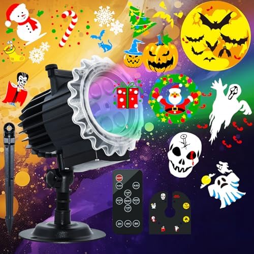 Halloween Decoration,MOSSNDAR Halloween Projector Light Outdoor 96 HD Patterns,Holiday Projector Light with Remote Control,Waterproof Landscape Lamp Projector for Halloween Party New Year Xmas Gift by Homepage