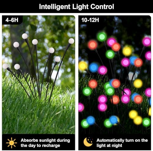Solar Firefly Lights Outdoor Multicolor Swaying Garden Decor 4 PK - Image 2