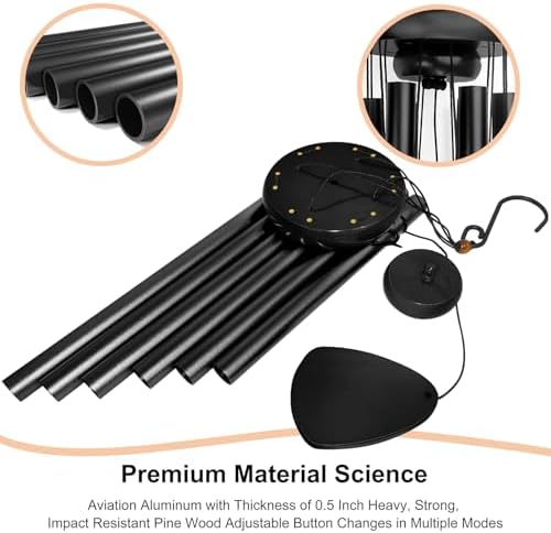Bursvik 37" Aluminum Wind Chimes for Outside (Whole Black), Patio Zen Decor - Image 4