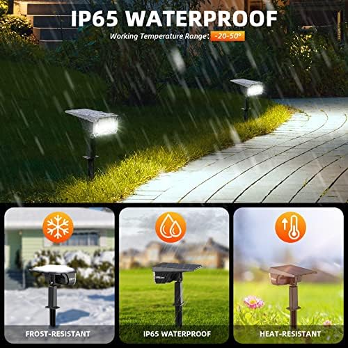 LEREKAM Solar Spot Lights Outdoor,IP65 Waterproof 40 LEDs Solar Landscape Spotlights,USB & Solar Powered Wall Lights,3 Modes Outdoor Solar Garden Lights Outdoor In-Ground Lights for Yard Porch 4 Pack - Image 2