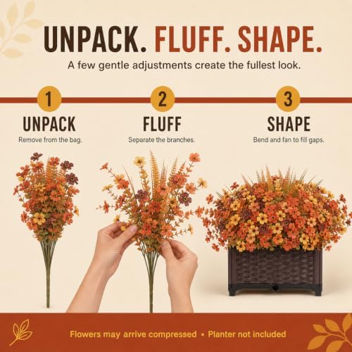 20 Bundles Artificial Fall Flowers for Outdoors, Front Porch Planter Decor - Image 6