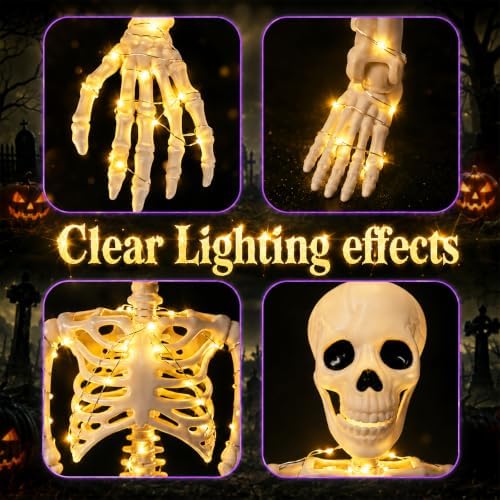 2 Pack Halloween Skeleton Decor 36 Inches (with White Light) - Image 5