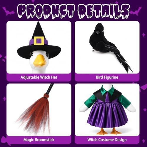 Halloween Goose Outfit Witch Porch Goose Clothes for Outdoor Lawn Decor - Image 4
