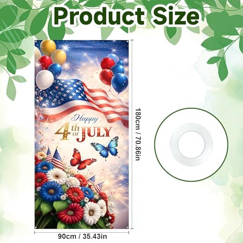 Front Door Covers Decorative Independence Day Design Door Curtain 70.8 x 35.4 Inch for Porch Outdoor Indoor Home Decor - Image 2