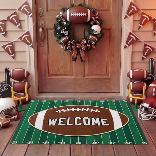 Tinideya 2 Pcs Football Door Mat Set, Outdoor Welcome Mat & Field Rug by Tinideya
