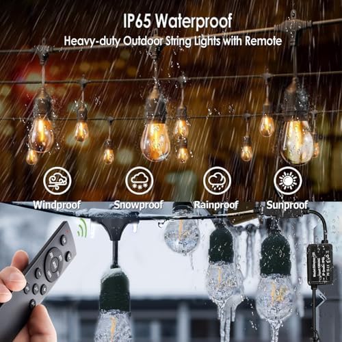 100ft Gazebo Lights with Remote & Dimmer,Patio String Lights with Timer - Image 4
