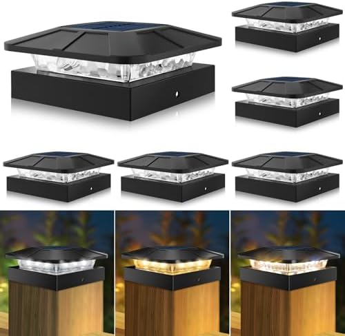 Peasur 6 Packs 4x4 Post Solar Lights with 3 Modes by Peasur