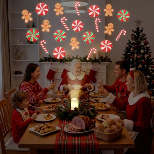 Baquler Christmas Flameless Candles Projector Indoor Candy Projector Light Holiday LED Candle Battery Operated Night Light with Remote Timer Gingerbread Peppermint Party Gift Room Home Decor - Image 6