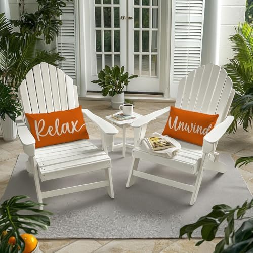 Decorative Throw Pillow Covers 12x20 Set of 2 Relax Unwind, Orange - Image 2