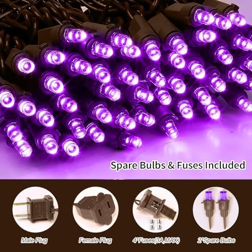 LAMPHOME Purple Halloween Lights, 21.6FT100 LED Halloween String Lights, Waterproof & Connectable Mini Christmas Light, Plug in for Indoor Outdoor Holiday Christmas Party Bedroom Decorations - Image 5