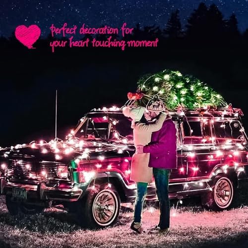 Minetom Pink Christmas Lights 100 Count 20 Feet Incandescent Bulb - Image 7