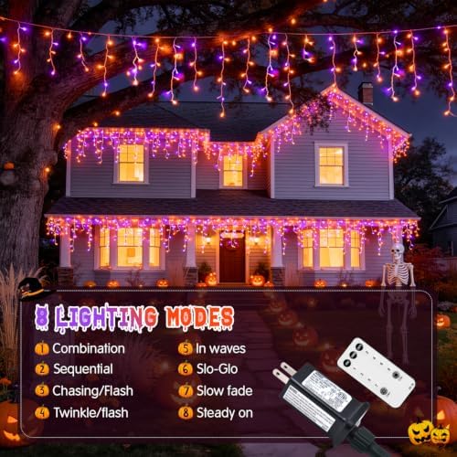 JMEXSUSS Orange and Purple Halloween Lights Outdoor, 400 LED 38.8 FT - Image 4