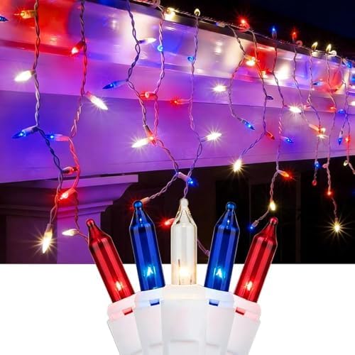 8.5 ft 150 Icicle Lights String Lights 4th of July Decorations Plug in by CRAFTODO