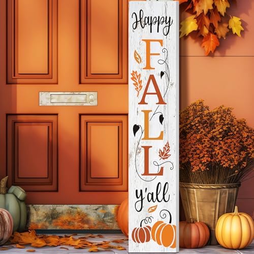 Dandat Fall Porch Sign 47" Happy Fall Y'all Wooden Welcome Sign Large - Image 5