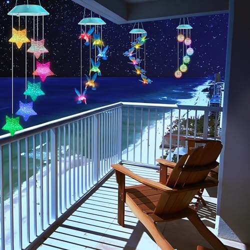 Solar Wind Chimes Outdoor, Color Changing Star Gift for Mom Grandma - Image 4