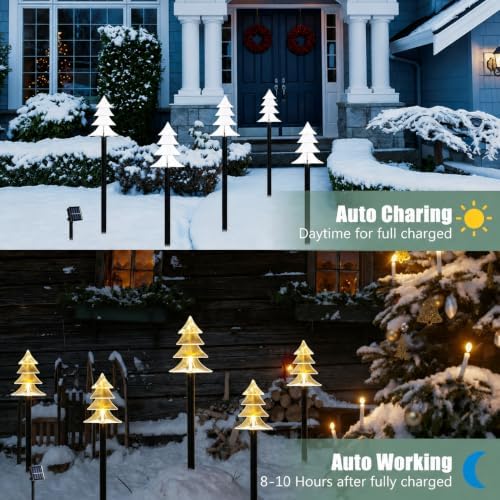 5 Pack Christmas Solar Pathway Lights, Solar Tree Lights Outdoor - Image 5