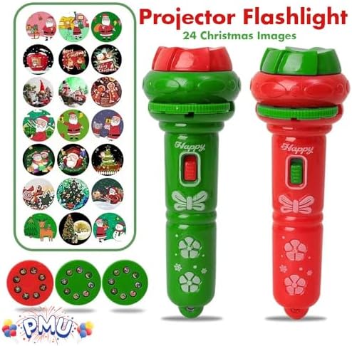 PMU Christmas Flashlight Projector, 24 Different Christmas Tree Santa Claus Christmas Image Projection for Christ Home Birthday Party Light Pkg/1 - Image 2