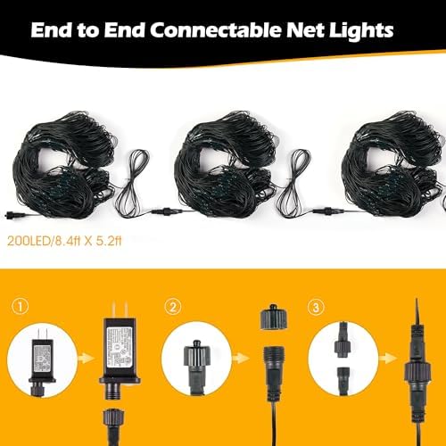 BlcTec Christmas Net Lights, 200 LED 8.4ft x 5.2ft Outdoor Christmas Lights with 8 Modes, Timer, Connectable, Waterproof Design for Trees, Bushes, Shrubs Yard Outdoor Xmas Decorations, Cool White - Image 4