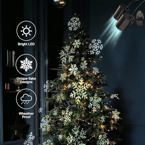 NUÜR Snowflake Christmas Projector Lights Outdoor, Double Snowflake LED - Image 2