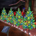 Windpnn Upgraded 4-Pack Solar Christmas Garden Stake Lights, Decorative Xmas Tree Solar Christmas Yard Stake Outdoor Waterproof Pathway Lights for Garden Patio Yard Decorations by Windpnn