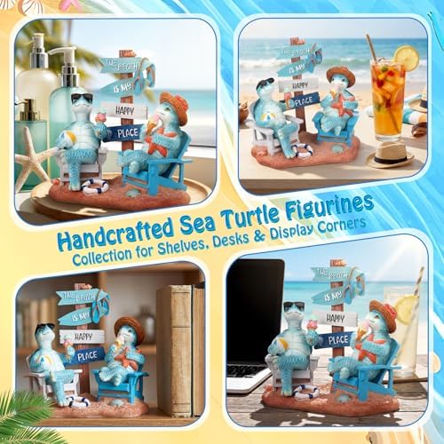 Wonderjune Beach House Decor Resin Sign Figurine for Mantle,Turtle - Image 6