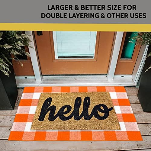 KILOCOCO Halloween Buffalo Plaid Rug 4x6 ft Orange and White Front Door Rug - Image 6