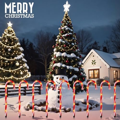 GAGALIFE 16-inch Candy Cane Lights, Outdoor Christmas Pathway Markers, 12 Pack Christmas Candy Cane Light for Driveway, Walkway, Yard, Garden, 21 feet Total Length with 72 Lights, Red-White - Image 4
