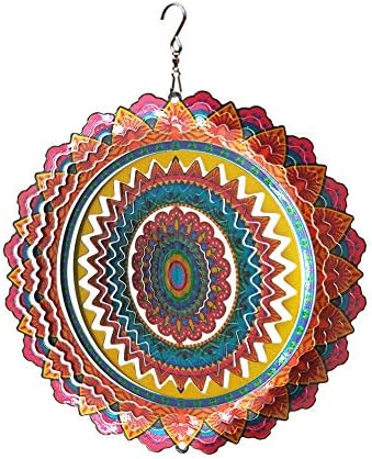 Fonmy Stainless Steel Wind Spinner Worth Gift Indoor Outdoor Garden Decoration Crafts Ornaments 6 Inch Multi Color Mandala Wind Spinners - Image 3