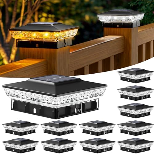 btfarm Solar Post Cap Lights, 2 Colors Modes, Fit 4x4 3.5x3.5 Wooden/Vinyl by btfarmdecorativelighting