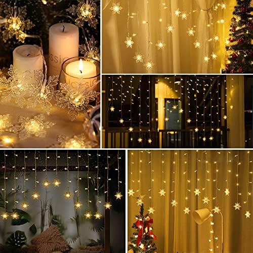 Snowflake LED Curtain Lights, Plug-in 19Ft/6M 96 LEDs Fairy String Lights - Image 3